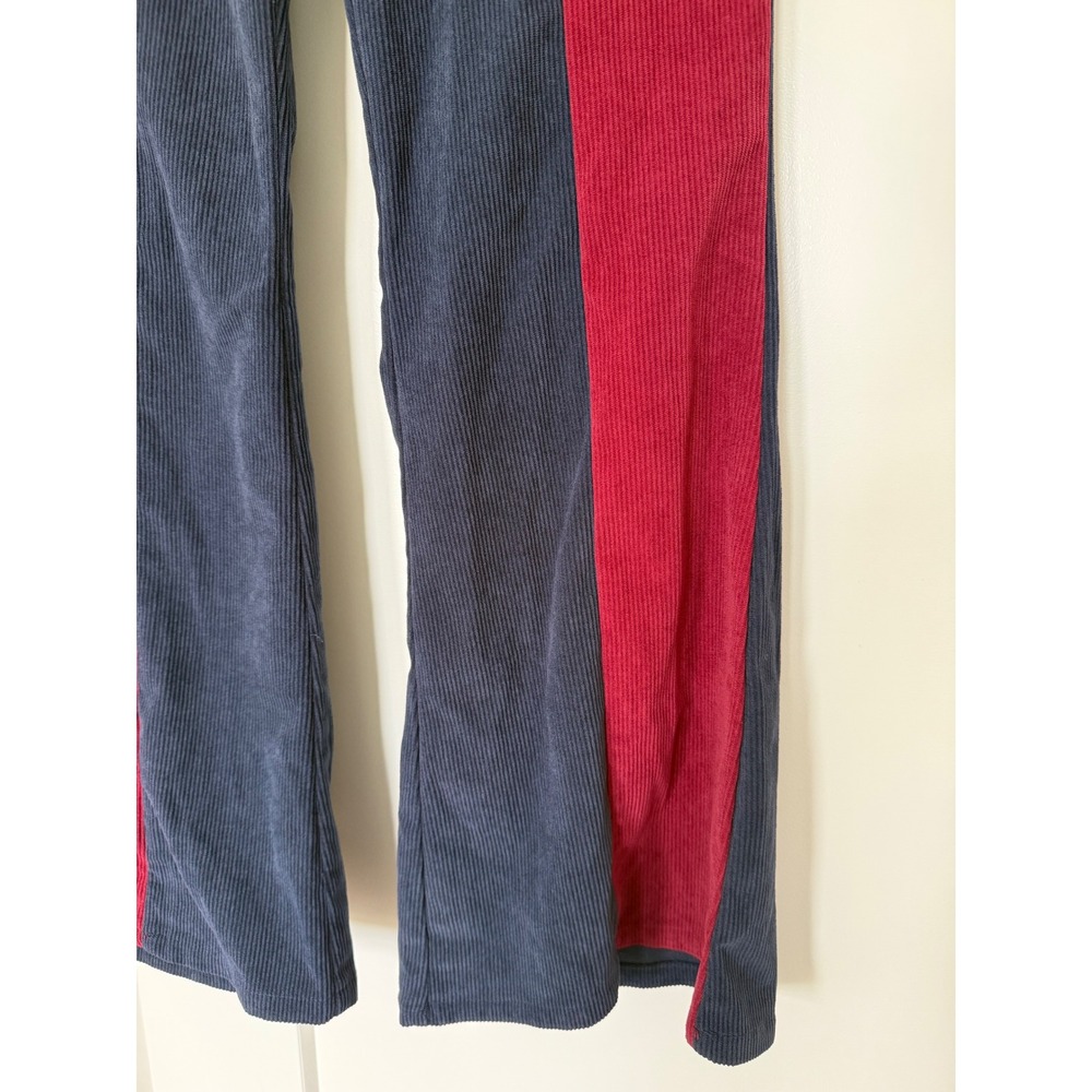 Cider Colorblock Retro Corduroy Flare Pants Navy Blue Red High Waisted Size M - Picture 7 of 13